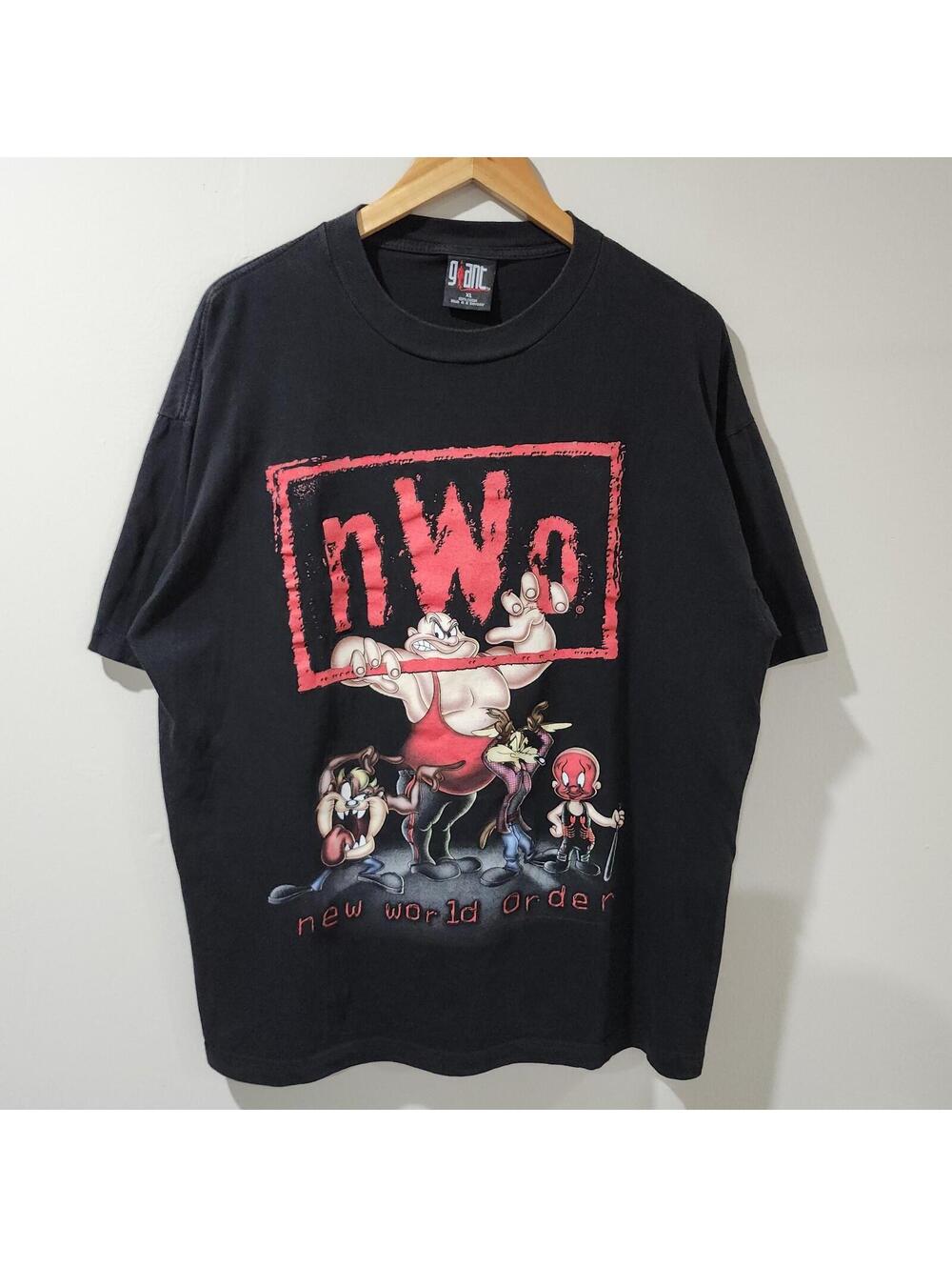 Vintage 90s NWO Looney Tunes Wrestling Shirt Taz Coyote Cartoon Promo Mens XL